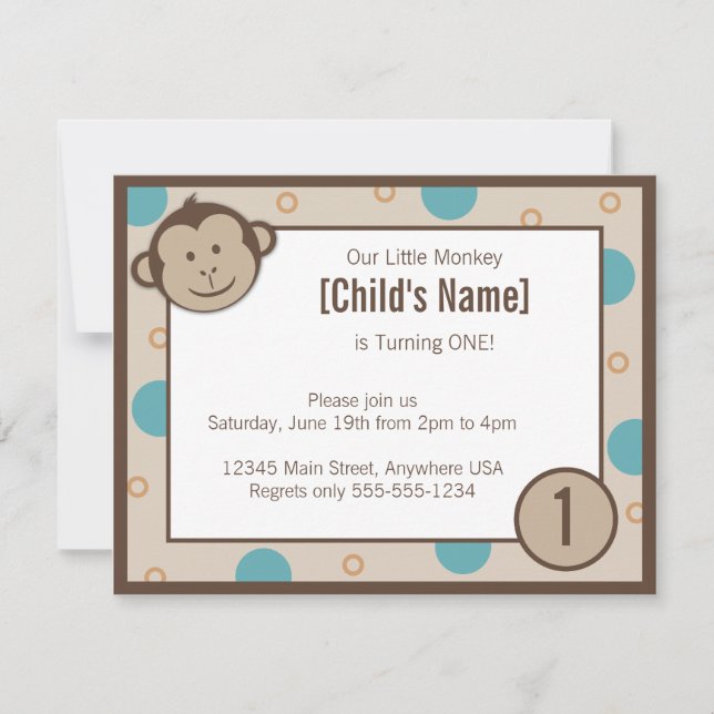 Monkey Birthday Invitation (Front)