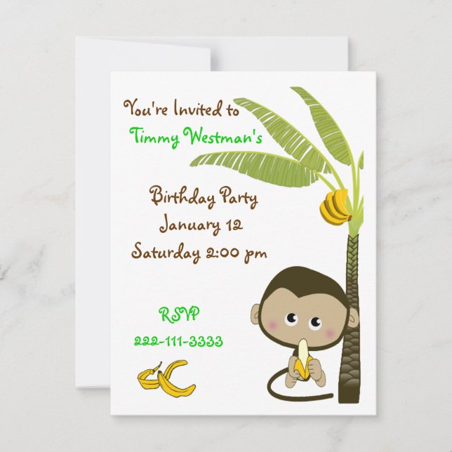 Monkey Birthday Invitation (Front)