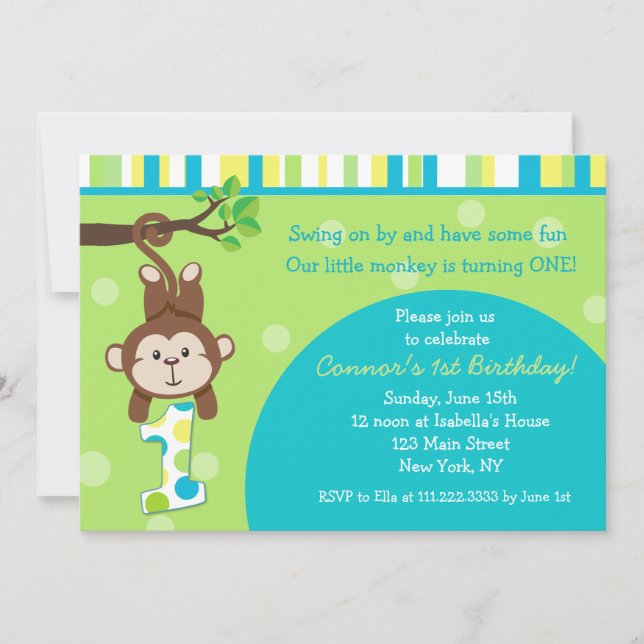 Monkey Birthday Invitations (Front)