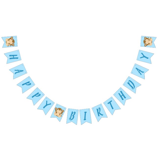 Monkey Birthday Party Blue Bunting (All)