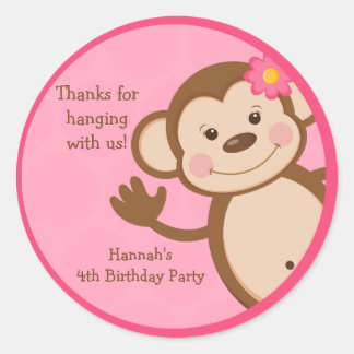 Monkey Birthday Party Favour Stickers