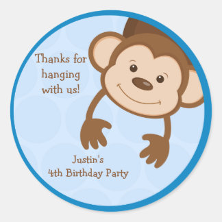 Monkey Birthday Party Favour Stickers