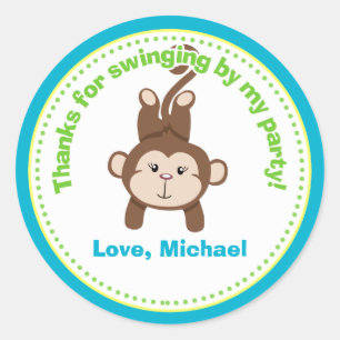 Monkey Birthday Party Favour Stickers