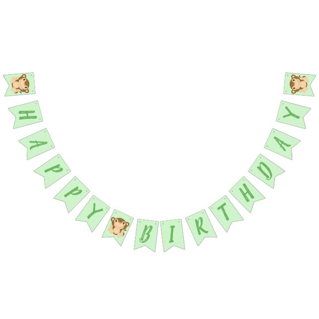 Monkey Birthday Party Green Bunting (All)