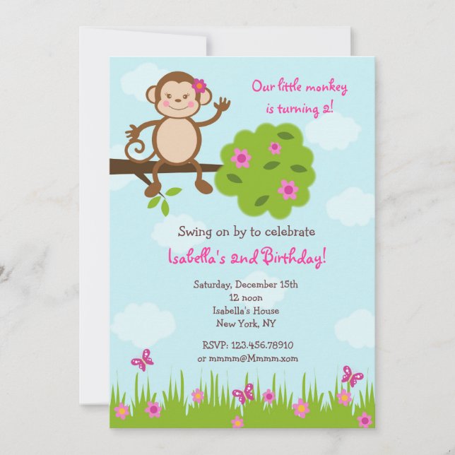 Monkey Birthday Party Invitation (Front)