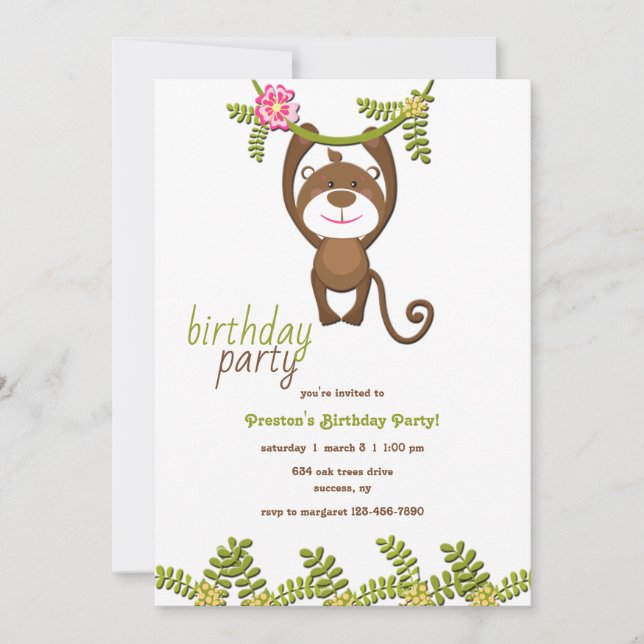Monkey Birthday Party Invitation (Front)