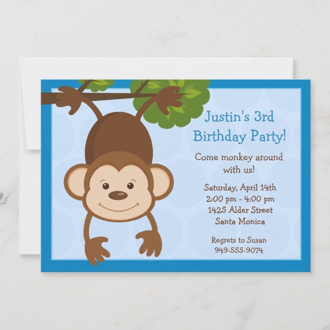 Monkey Birthday Party Invitation (Front)