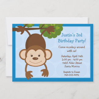 Monkey Birthday Party Invitation