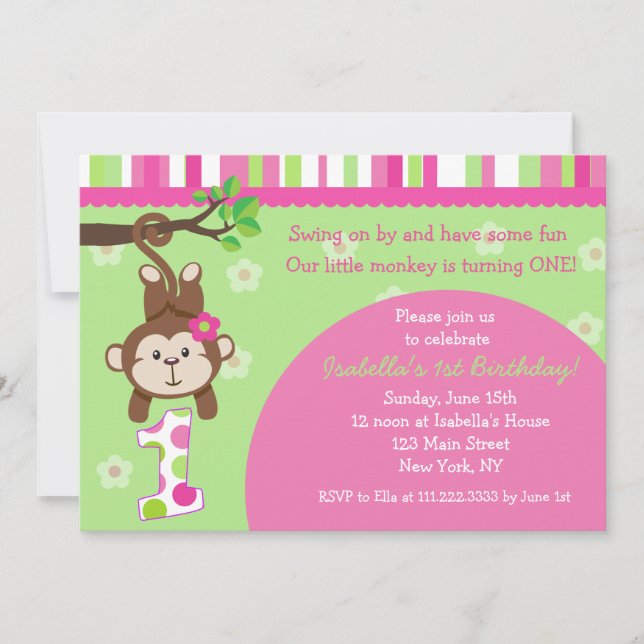 Monkey Birthday Party Invitations (Front)