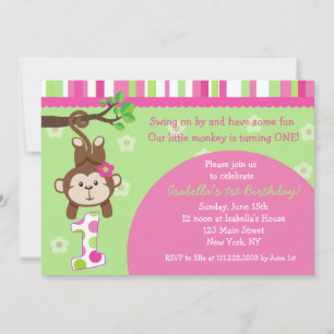 Monkey Birthday Party Invitations