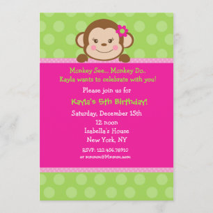 Monkey Birthday Party Invitations