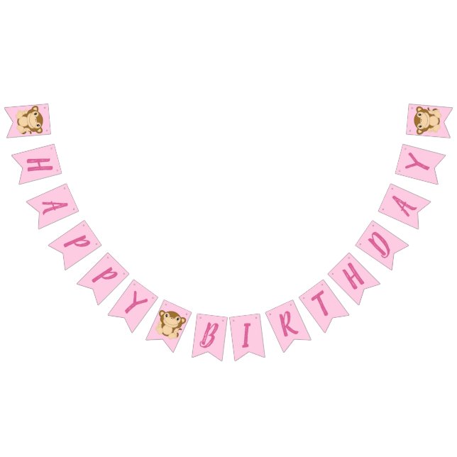 Monkey Birthday Party Pink Bunting (All)