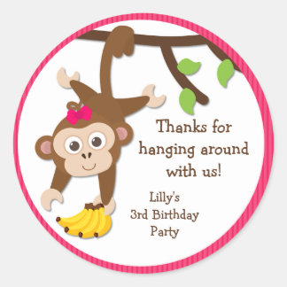 Monkey Birthday Party Thank You Stickers