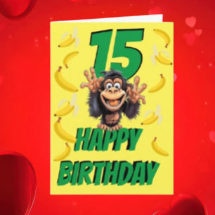 Monkey Birthday White Card 