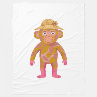 Monkey Blanket with Straw Bonnet Design