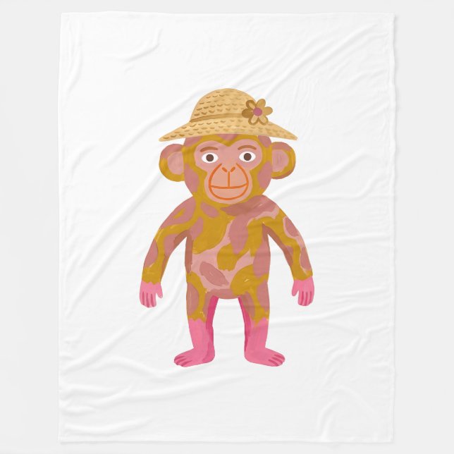 Monkey Blanket with Straw Bonnet Design (Front)