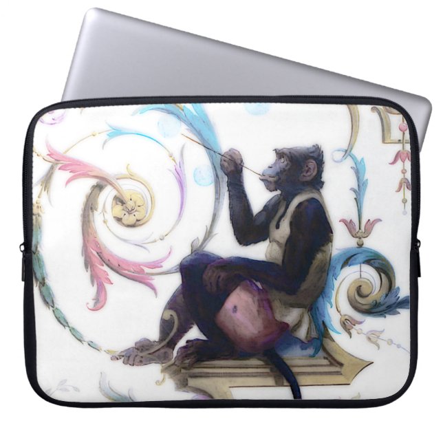 Monkey Blowing Bubbles Laptop Sleeve (Front)