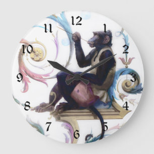 Monkey Blowing Bubbles Large Clock
