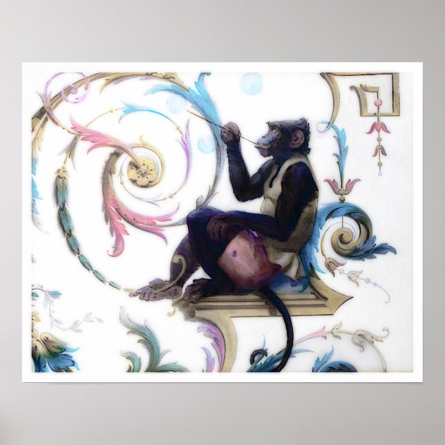 Monkey Blowing Bubbles Poster (Front)