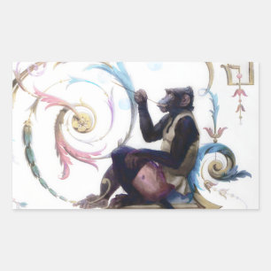 Monkey Blowing Bubbles Rectangular Sticker