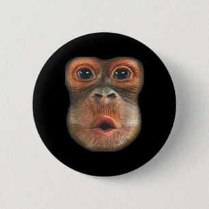Monkey Blowing Stomach Face  6 Cm Round Badge