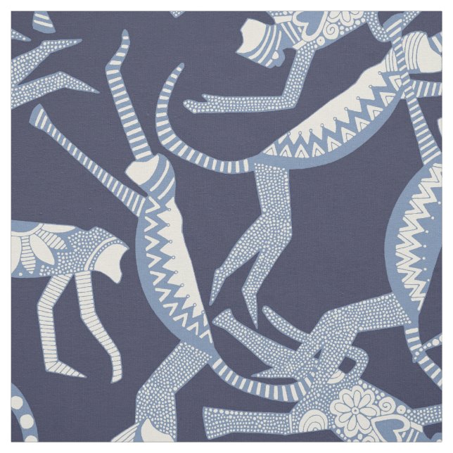 monkey blue fabric (Swatch)