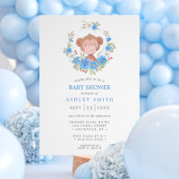 Monkey Blue Floral Boy Baby Shower