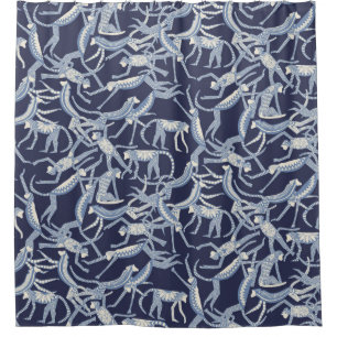monkey blue shower curtain