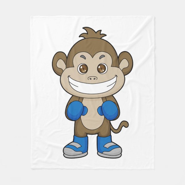 Monkey Boxing Boxer Boxing gloves Fleece Blanket (Front)