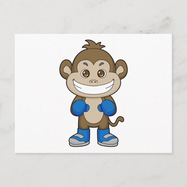 Monkey Boxing Boxer Boxing gloves Postcard (Front)