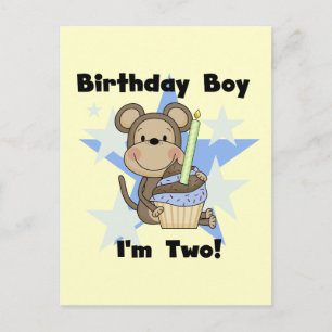 Monkey Boy 2nd Birthday Tshirts and Gifts Postcard