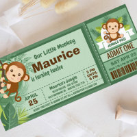 Monkey Boy Jungle Ticket Pass Birthday Party