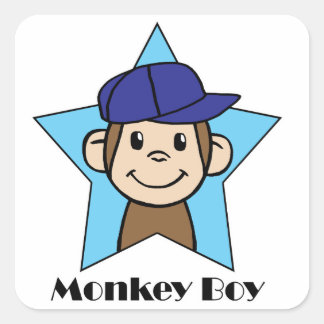 Monkey Boy Square Sticker