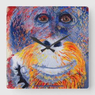 Monkey Boy Square Wall Clock