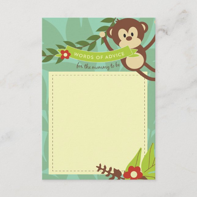 Monkey Business Advice Cards Baby Shower Game (Front)
