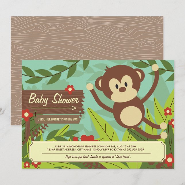 Monkey Business Baby Shower Invites (Front/Back)
