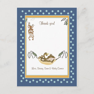 Monkey Business Blue Thank you card Flat