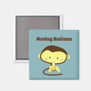 Monkey Business Funny Cartoon Monkey Design Magnet