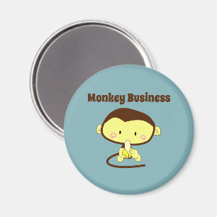 Monkey Business Funny Cartoon Monkey Design Magnet