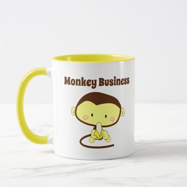 Monkey Business Funny Cartoon Monkey Design Mug (Left)