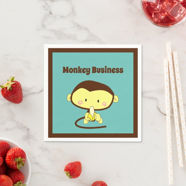 Monkey Business Funny Cartoon Monkey Design Napkin (Insitu)