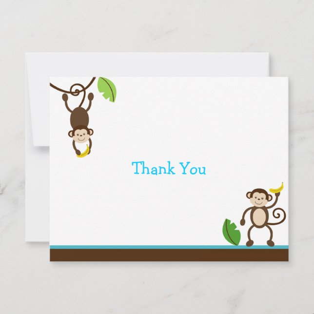 Monkey Business Jungle Thank You Note Cards (Front)