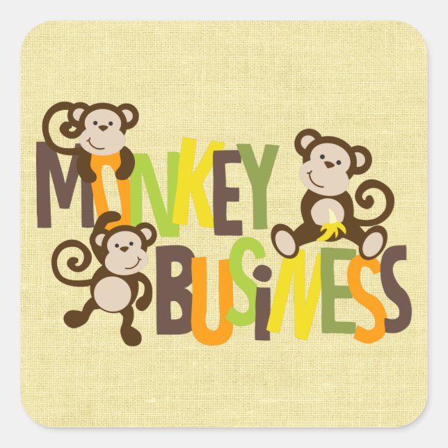 Monkey Business Square Sticker (Front)