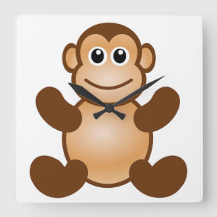 MONKEY BUSINESS SQUARE WALL CLOCK
