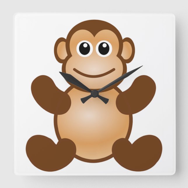 MONKEY BUSINESS SQUARE WALL CLOCK (Front)