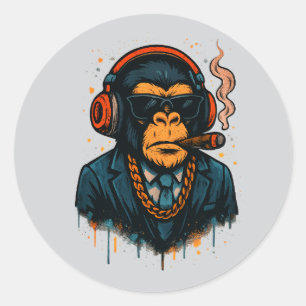 Monkey Business - The Boss of Monkey Classic Round Sticker