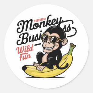 Monkey Business,Wild Fun Classic Round Sticker