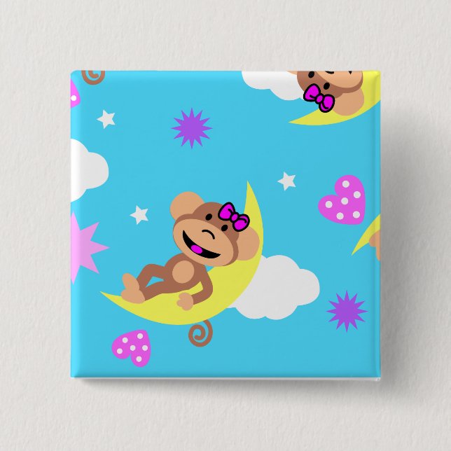 monkey  celestial 15 cm square badge (Front)