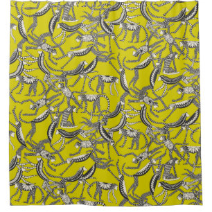 monkey chartreuse shower curtain