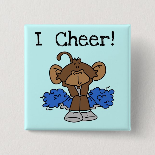 Monkey Cheerleader Blue and Grey Tshirts and Gifts 15 Cm Square Badge (Front)